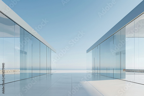 Empty hall of modern architectures，glass show room background.  © aiqing