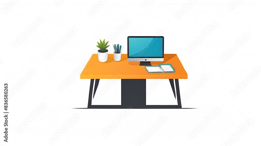 Fototapeta premium Office workspace desk icon logo symbol emblem on the white background Generative AI