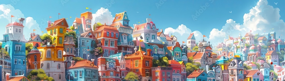 Fototapeta premium Design a whimsical Lublae city from a rear angle