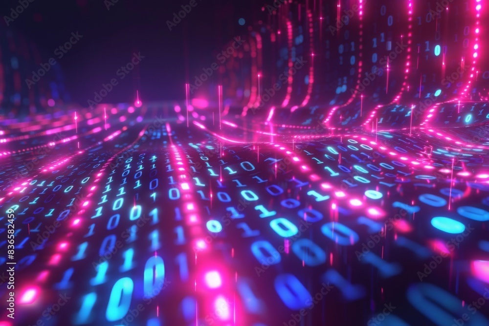 Fototapeta premium Digital Binary Technology Background created with Generative AI