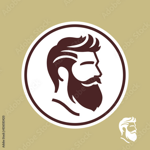 logo of bearded man male side view icon silhouette