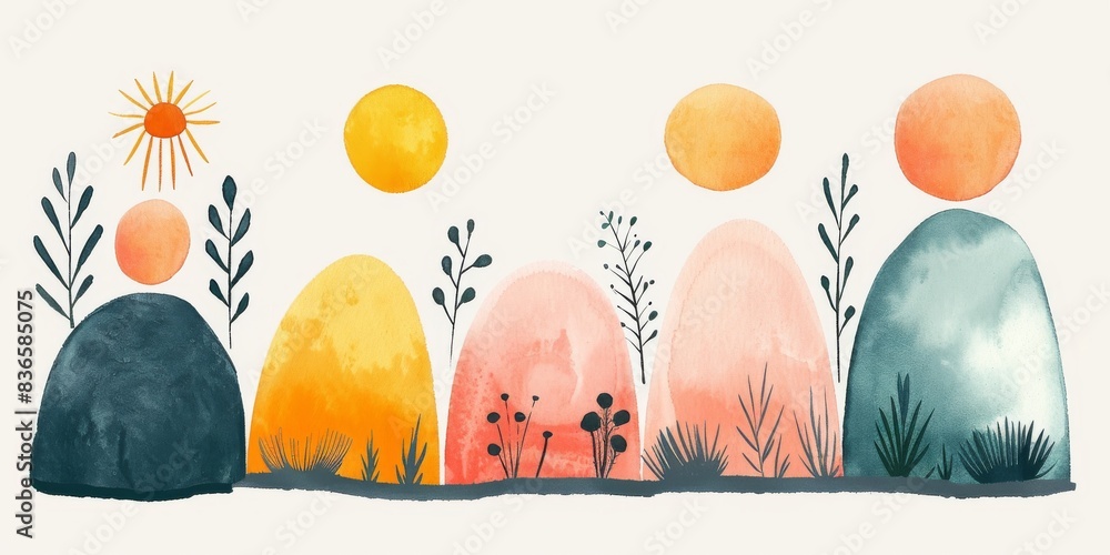 Abstract small simple icon clipart set of blush geometric shapes with