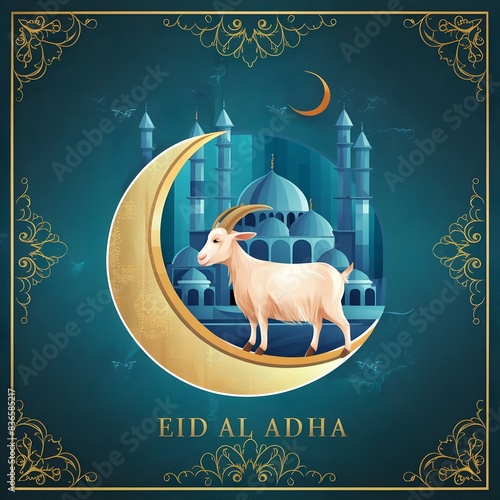 Eid al adha islamic background design, eid poster design
 photo