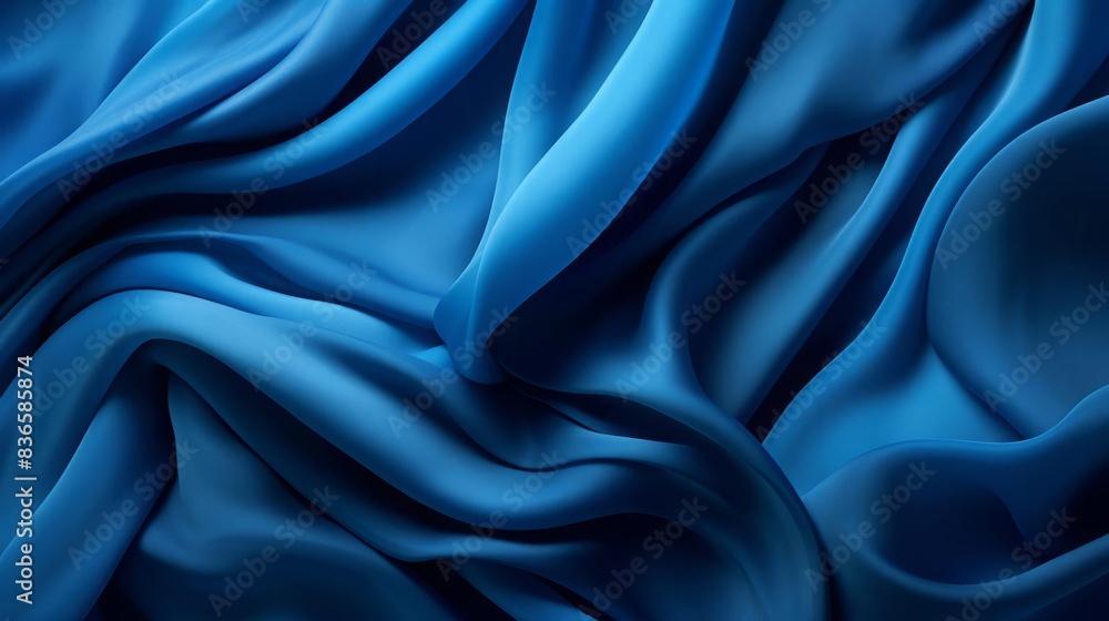 A highdefinition image of smooth, flowing blue fabric draped elegantly, captured to emphasize the soft, silky texture and graceful folds against a black background A highdefinition image of smooth, flowing blue fabric draped elegantly, captured to emphasize the soft, silky texture and graceful folds against a black background