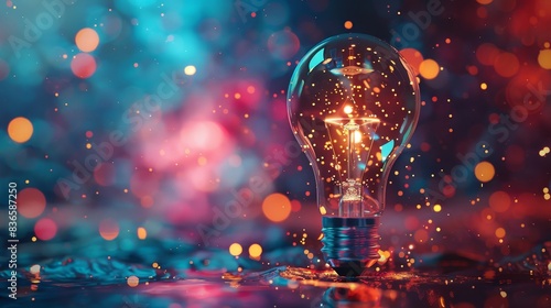 Brilliant Ideas Closeup of Vibrant Light Bulb Illuminated with Innovation and Creativity photo