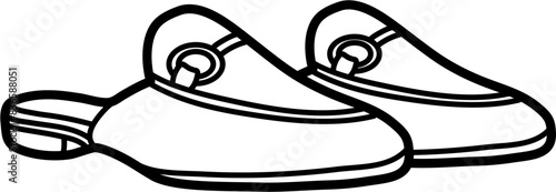 slipper loafers vector outline illustration