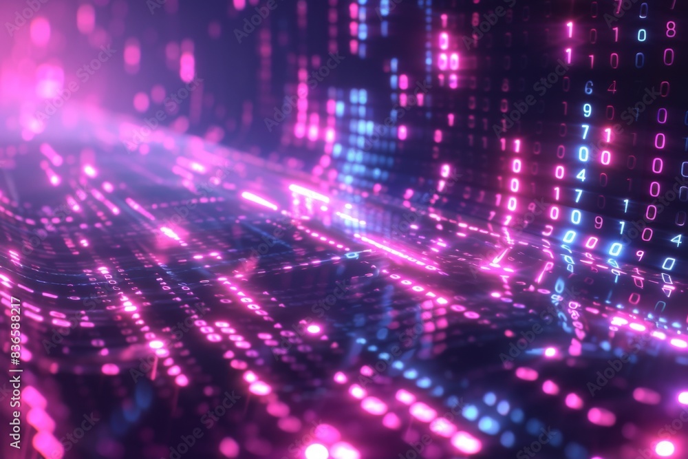 Obraz premium Digital Binary Technology Background created with Generative AI