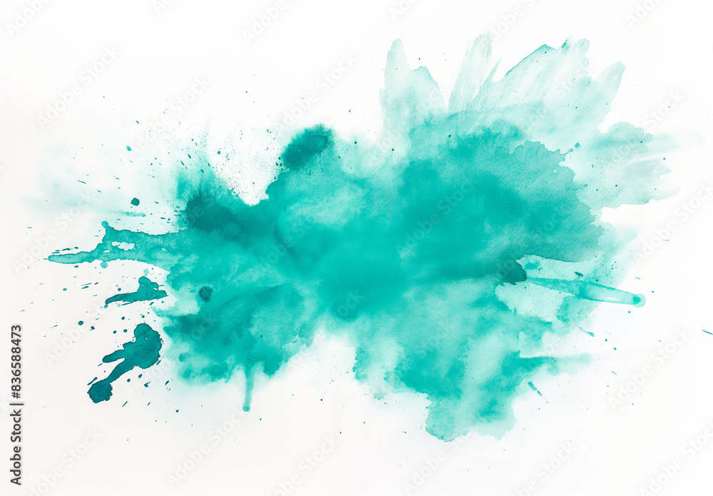 abstract watercolor background with splashes, Turquoise splash isolated on white background, Turquoise splashes, Turquoise paint blot, Turquoisecolor watercolor splash paint effect on white background abstract watercolor background with splashes, Turquoise splash isolated on white background, Turquoise splashes, Turquoise paint blot, Turquoisecolor watercolor splash paint effect on white background
