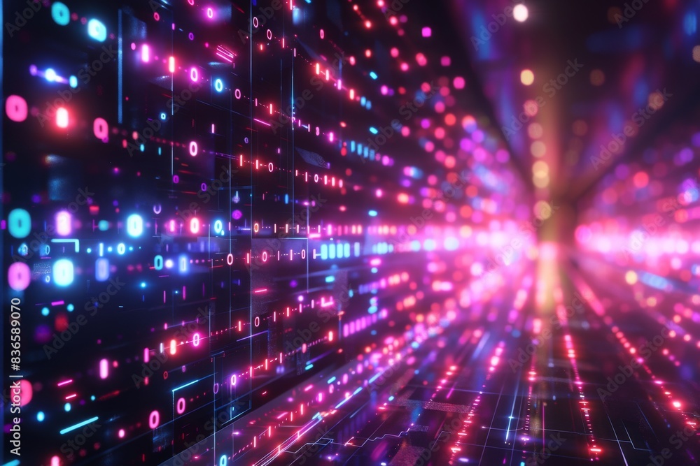 Obraz premium Digital Binary Technology Background created with Generative AI
