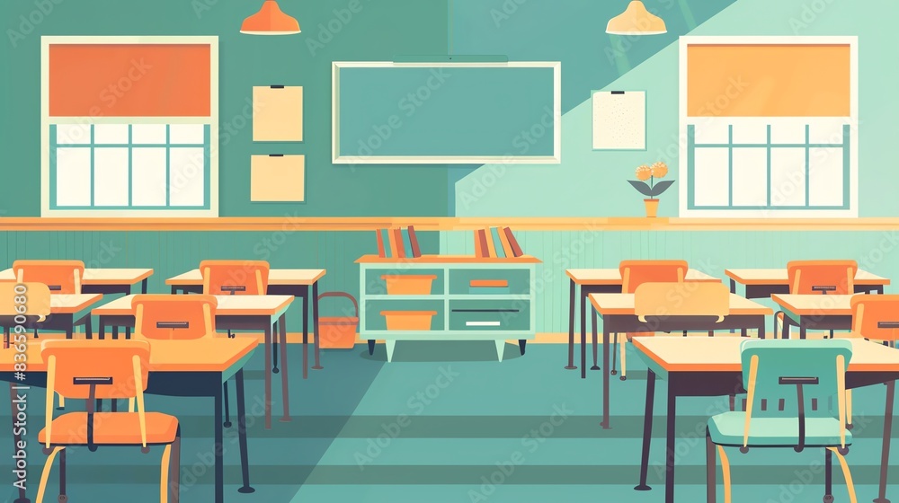 classroom logo flat design front view back to school theme cartoon drawing Analogous Color Scheme classroom logo flat design front view back to school theme cartoon drawing Analogous Color Scheme