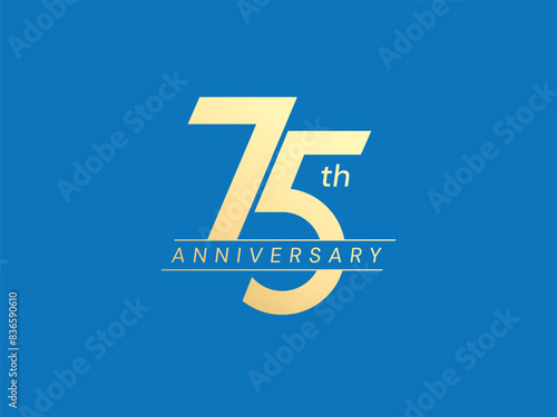 75th Anniversary luxury gold celebration with Italics number style logo typography vector design concept. Seventy-five Years anniversary gold typography template for celebration event, business, web.