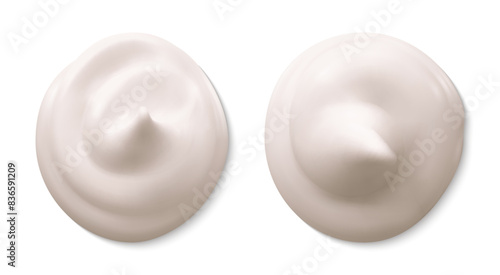 Handful of mayonnaise. Swirl on white background.