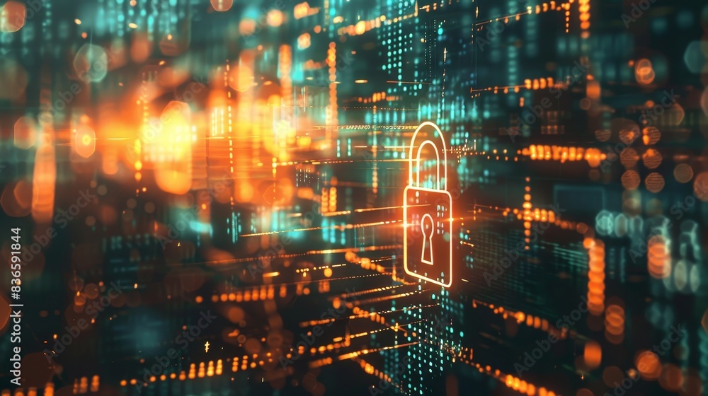 Secure Your Data Digital Lock Symbol in Intricate Web of Protection Secure Your Data Digital Lock Symbol in Intricate Web of Protection
