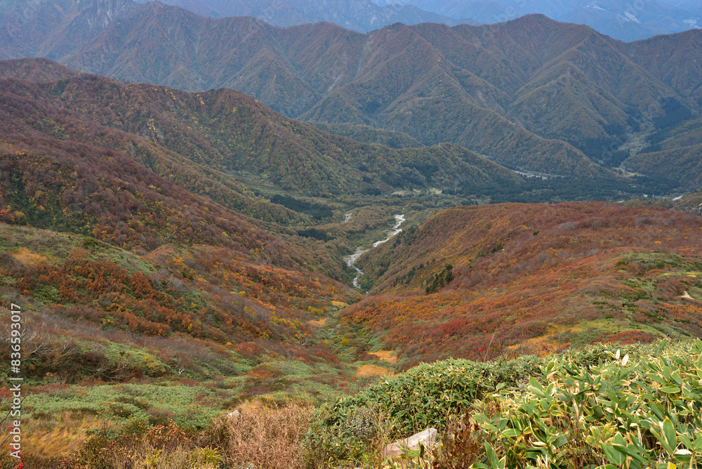Naklejka premium Climbing Mount Makihata, Niigata, Japan