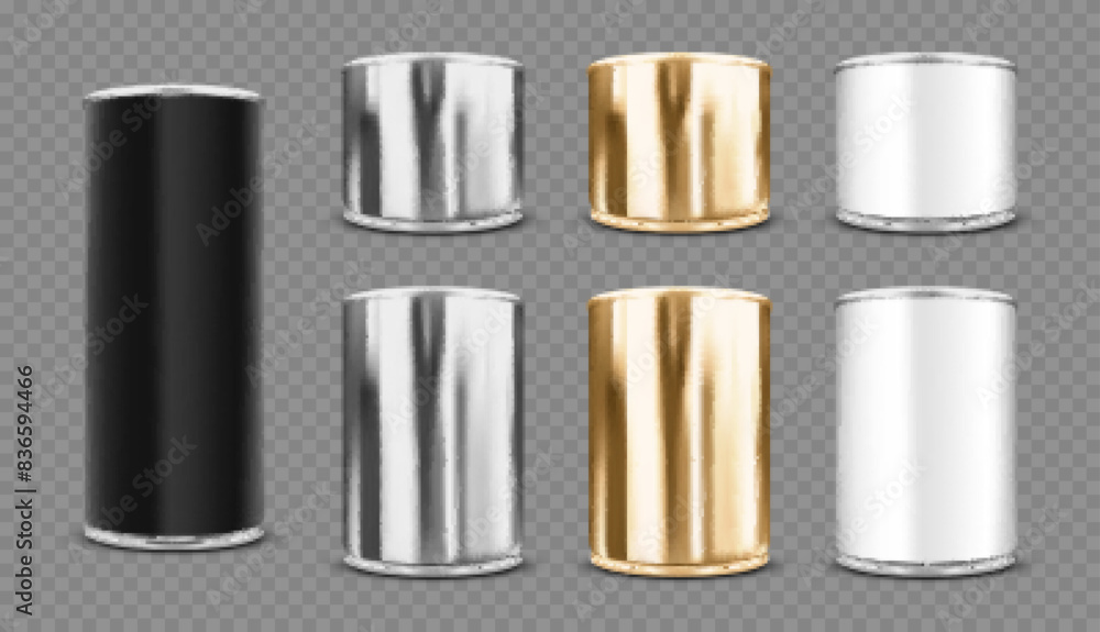 Realistic metal cans set. Vector illustration Realistic metal cans set. Vector illustration