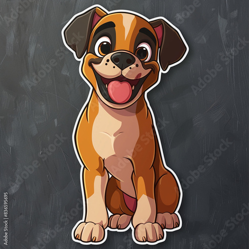 Create a Smiling Cartoon Boxer Dog Sticker with a Playful Twist