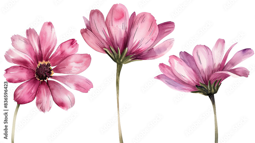 Tranquil Watercolor Collection of Freesia Isolated on White Background Tranquil Watercolor Collection of Freesia Isolated on White Background