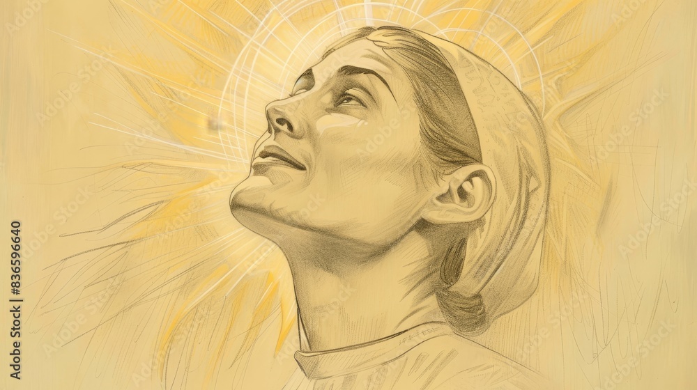Mercy Expression Biblical Illustration of Saint Faustina Kowalska receiving a vision of ...