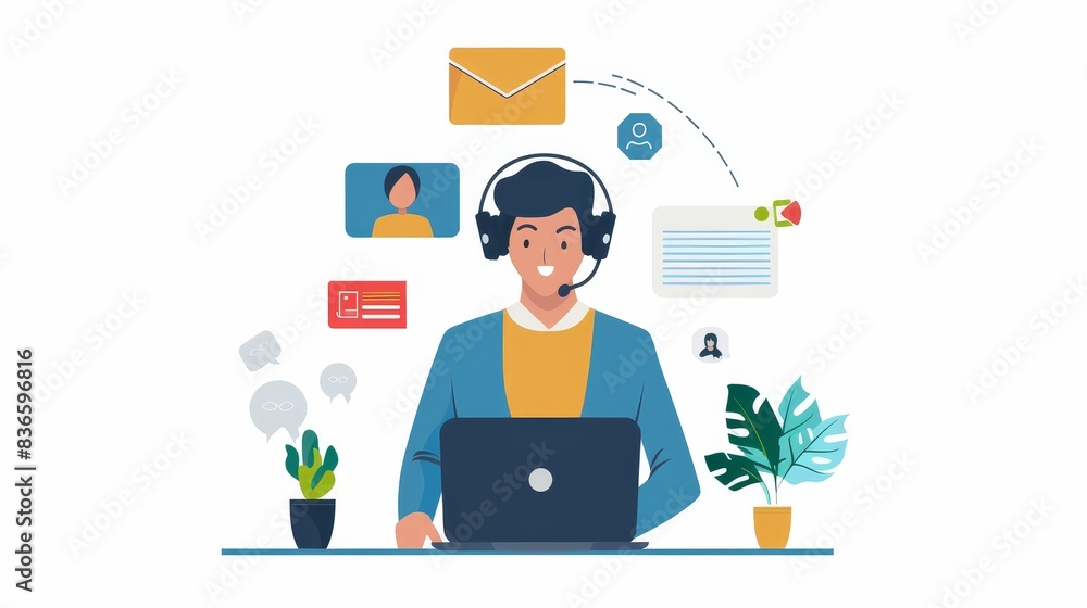 Empathetic Customer Support Agent Assisting Client with Precision and Care Empathetic Customer Support Agent Assisting Client with Precision and Care