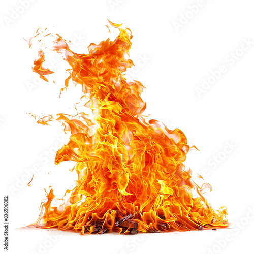 Bright flames dance against transparent background