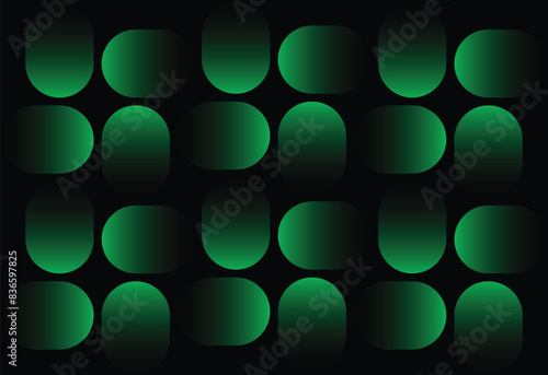 abstract shape pattern in black background and shape filled with green gradient 
