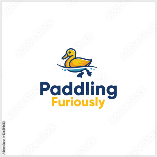 duck logo paddling colored duck logo icon