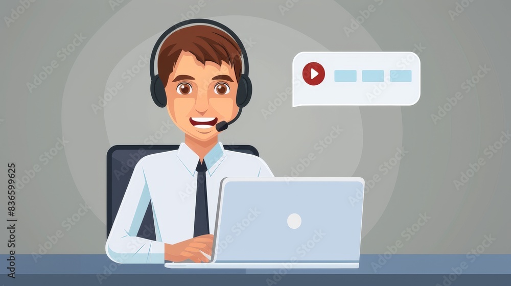 Empathetic Customer Service Agent Virtual Support and Assistance Concept Empathetic Customer Service Agent Virtual Support and Assistance Concept