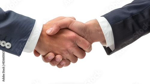 High definition close-up of two business women shaking hands in agreement. on a white background
