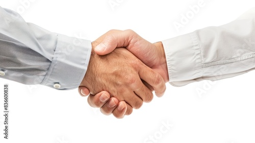 High definition close-up of two business women shaking hands in agreement. on a white background