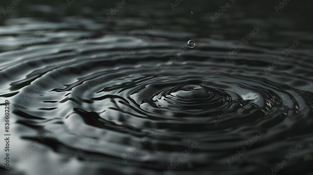 Realistic 3D depiction of single drop and rippled surface. Realistic 3D depiction of single drop and rippled surface.