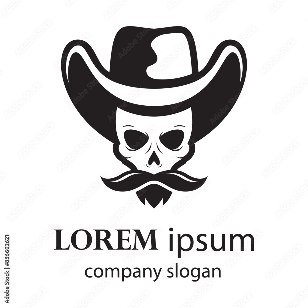 Fototapeta premium spooky human head skull logo design