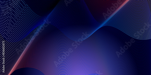 Vector abstract blue digital blend wave lines technology background. Modern minimal gradient white flowing wave lines and glowing moving lines. Futuristic technology and sound wave lines background.