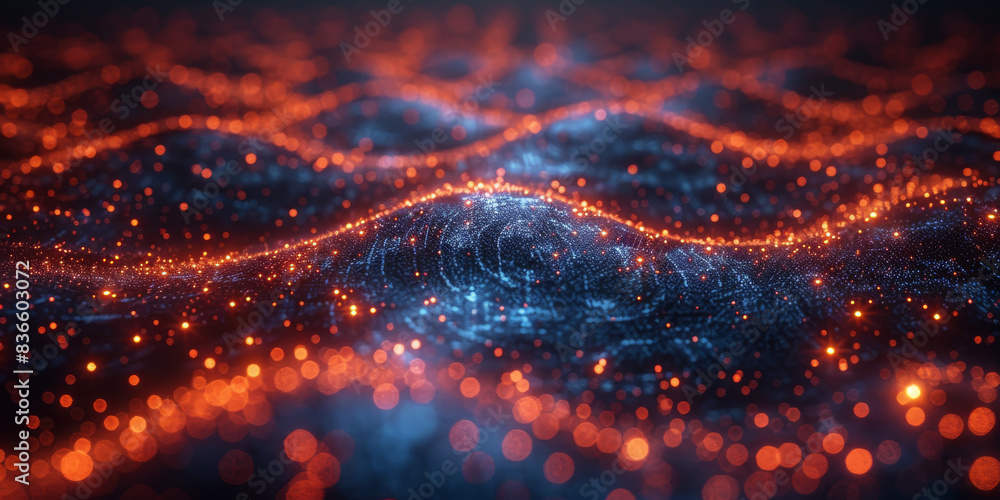 Obraz premium Digital background for tech, AI, neural networks, data, audio, graphics