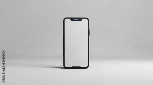 Tech Elegance iPhone15 with Blank Screen Minimalist White Background Mockup for Digital Interface and App Design photo
