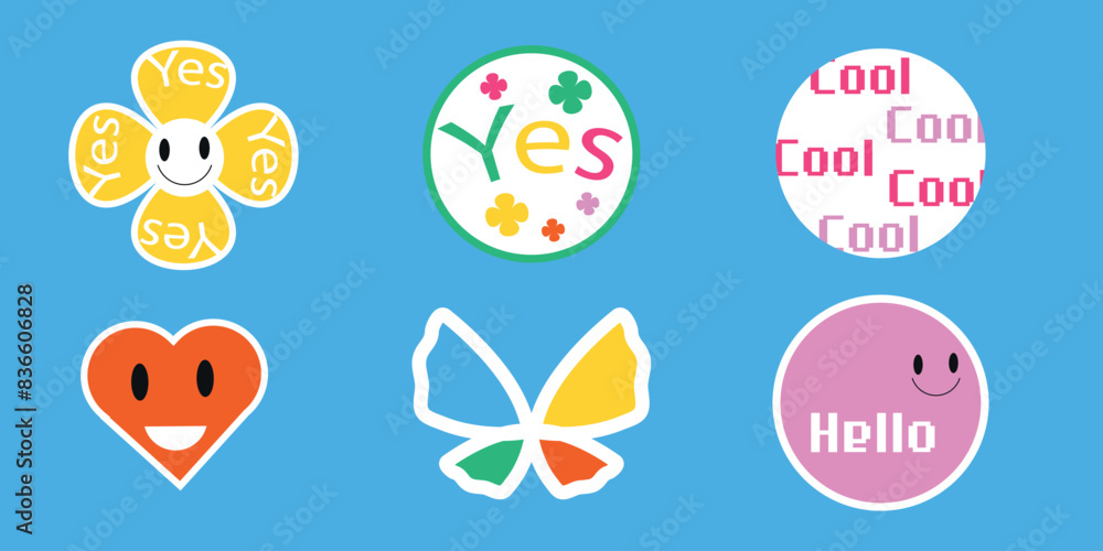set of y2k sticker. vector illustration set of y2k sticker. vector illustration