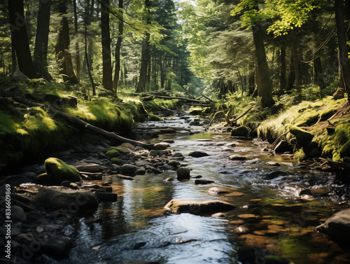 A Secluded Forest Clearing With A Small Babbling Brook