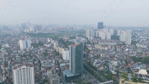 Wallpaper Mural Aerial view of residential neighborhood roofs. Urban housing development from above. Top view. Real estate in Hanoi City, Vietnam. Property real estate. Torontodigital.ca