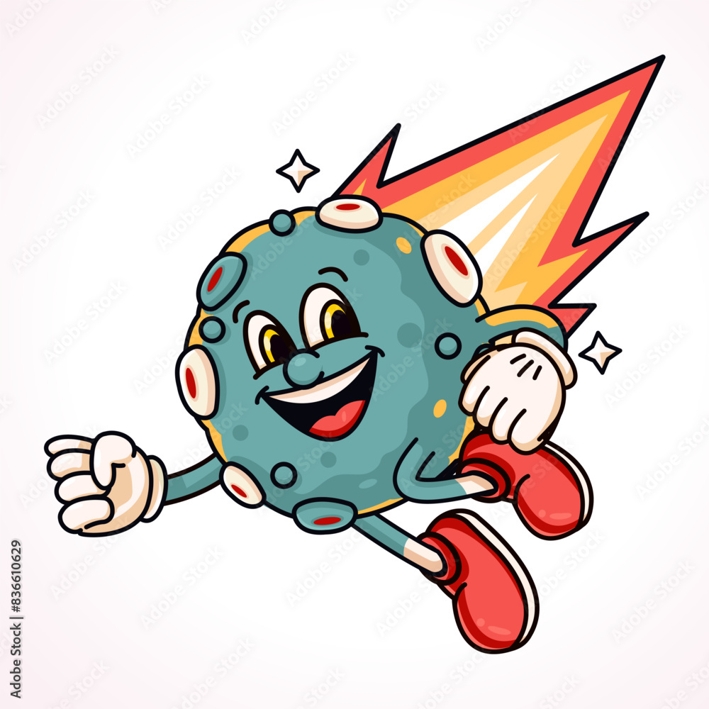 Obraz premium Falling meteor, cartoon mascot. suitable for clothing, posters and design elements