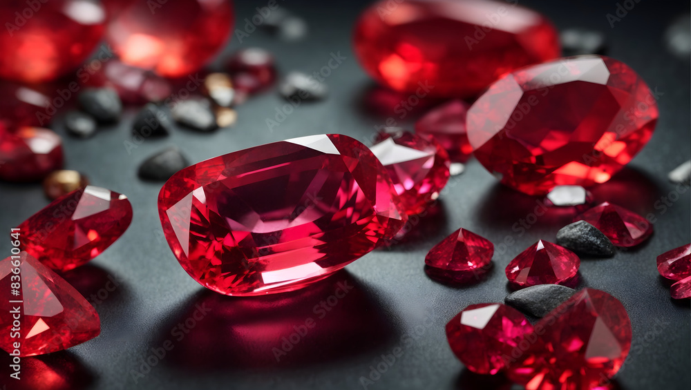 Majestic view of a red beryl gemstone radiating with a kaleidoscope of lights and colors Majestic view of a red beryl gemstone radiating with a kaleidoscope of lights and colors