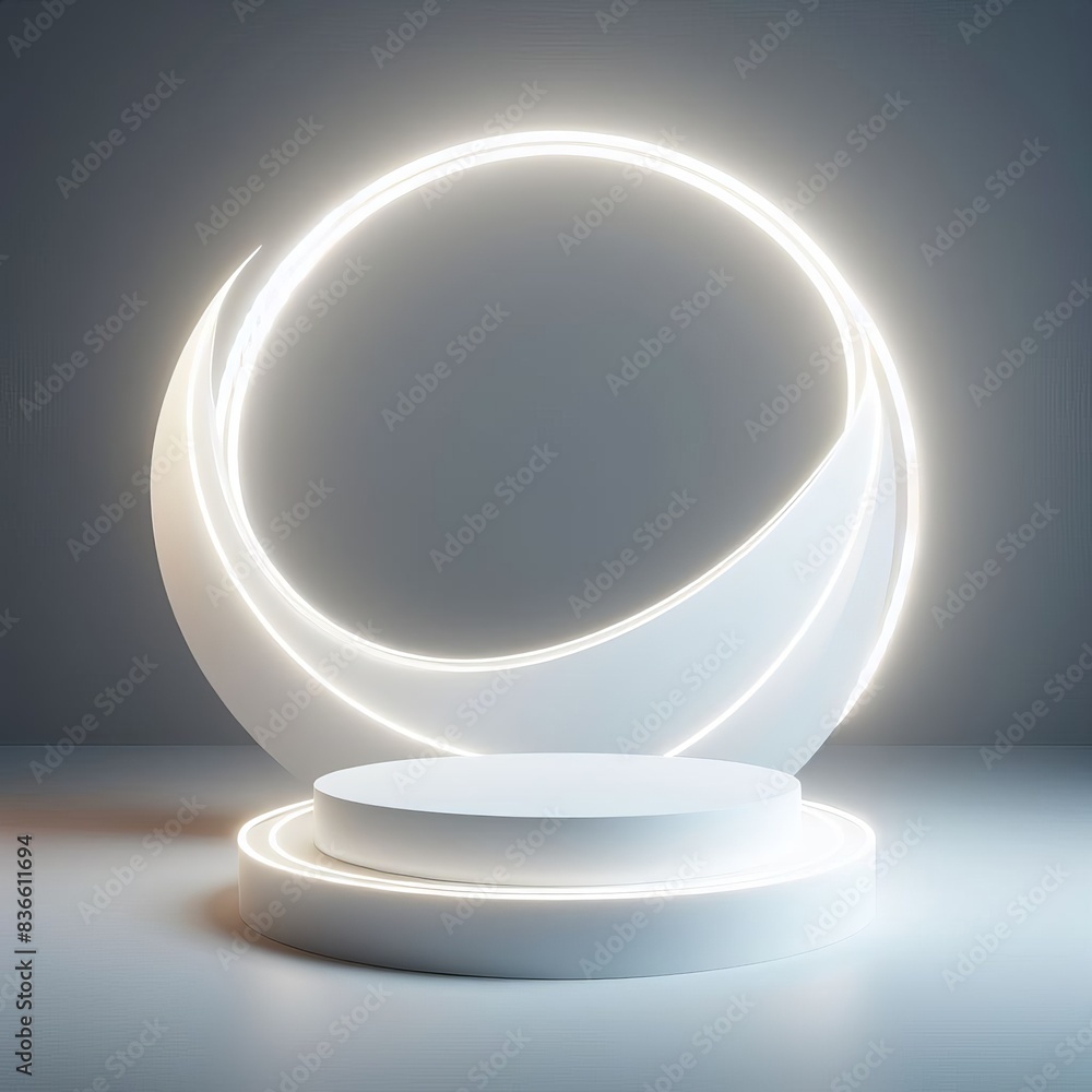 A smooth , pedestal display, glass crystal ray line sits on a solid background A smooth , pedestal display, glass crystal ray line sits on a solid background