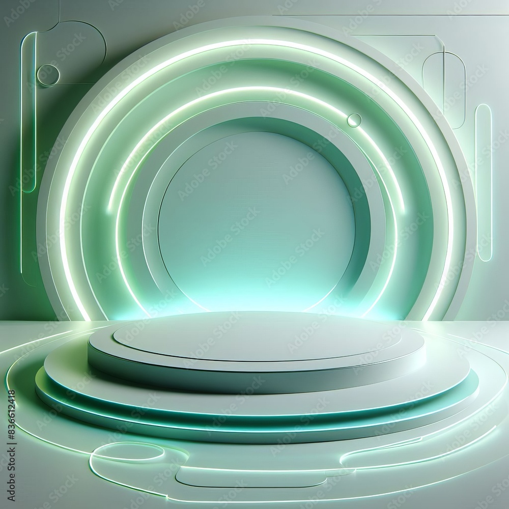 Obraz premium An empty stage pedestal display mockup bathed in spotlight awaits its performer