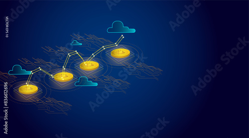 Crypto currency bitcoin background. Block chain, decentralization, and encrypts concept. Vector