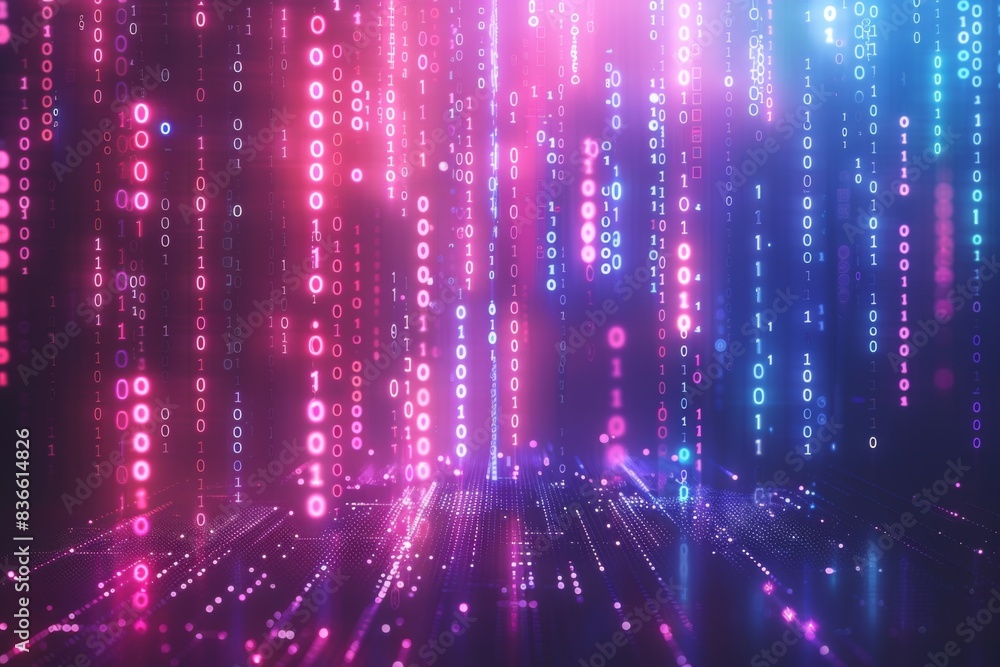Digital Binary Technology Background created with Generative AI Digital Binary Technology Background created with Generative AI