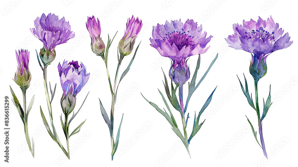 Delicate Watercolor Collection of Isolated Freesia Flowers Delicate Watercolor Collection of Isolated Freesia Flowers
