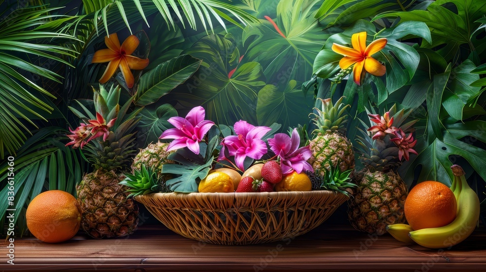Tropical Fruits and Flowers Still Life Tropical Fruits and Flowers Still Life