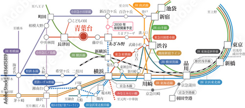 路線図　横浜市　白地図　乗車時間　フリー記入