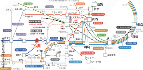 路線図　横浜市　白地図　乗車時間　フリー記入