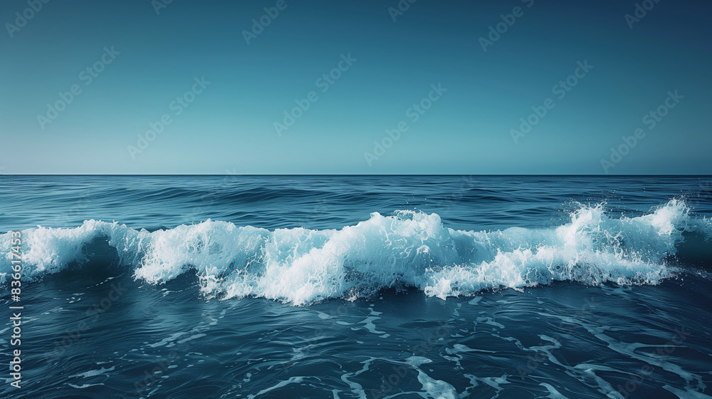 Minimalist ocean, waves, horizon, blue, tranquility, simplicity Minimalist ocean, waves, horizon, blue, tranquility, simplicity
