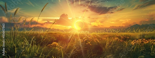 Summer Solstice: Embrace the Longest Day - 4k Wallpaper. This vibrant and energetic image captures the essence of the summer solstice, the longest day of the year. The image depicts a warm and invitin