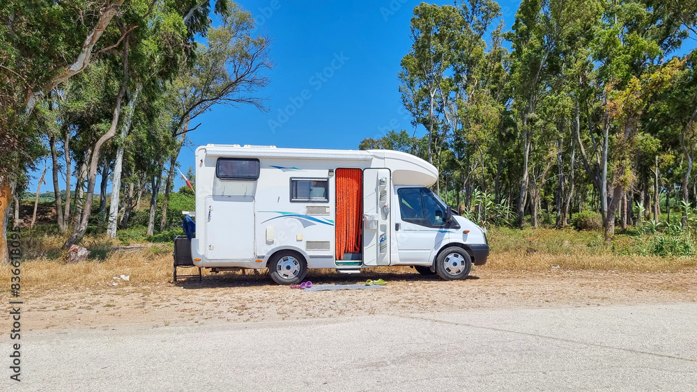 caravan sea lake camping in summer season caravan sea lake camping in summer season